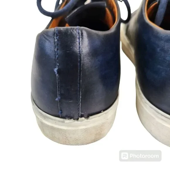Magnanni Mens Navy Blue Leather Low Top Casual Lace Up Sneakers 9M - Picture 8 of 10